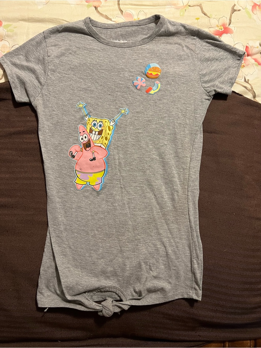 SpongeBob SquarePants Girls Graphic Tee with Short Sleeves, Size M
